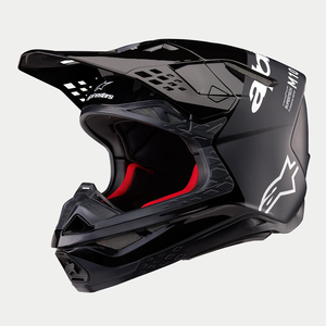 Alpinestars 2024 Supertech M10 Flood Helmet (Black/Dark Gray Matte & Glossy)